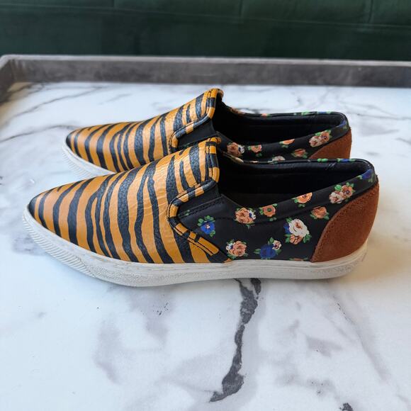 Coach C103 Tiger Floral Leather Slip On Sneakers Size 6 - Picture 5 of 8